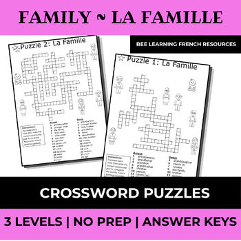 French Family Vocabulary Activities | La Famille Criss Cross Puzzles | Year 7–9