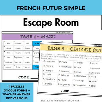 French Future Tense Escape Room | Futur Simple | Year 9–10 | Print & Digital