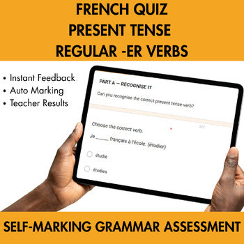 French Regular ER Verbs AssessmeFrench Regular -ER Verbs Present Tense Assessment | Self-Checking Grammar Quiz | Year 7–9nt | Self-Checking French Grammar Quiz