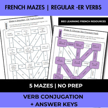French Regular -ER Verbs Present Tense Mazes | French Verb Conjugation | Year 7–8