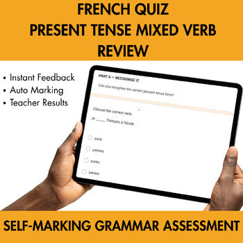 French Present Tense Mixed Review | Self-Marking Google Forms Assessment
