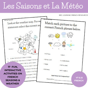 French Weather & Seasons Activities | Vocabulary Unit | Year 7–8