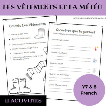 French Weather and Clothing Activities | Vocabulary & Sentence Building | Year 7–8