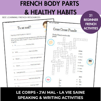 French Body Parts & Healthy Habits Activities | Beginner French Unit | Year 7–8