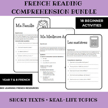 French Reading Comprehension Pack for Beginners | Year 7–8