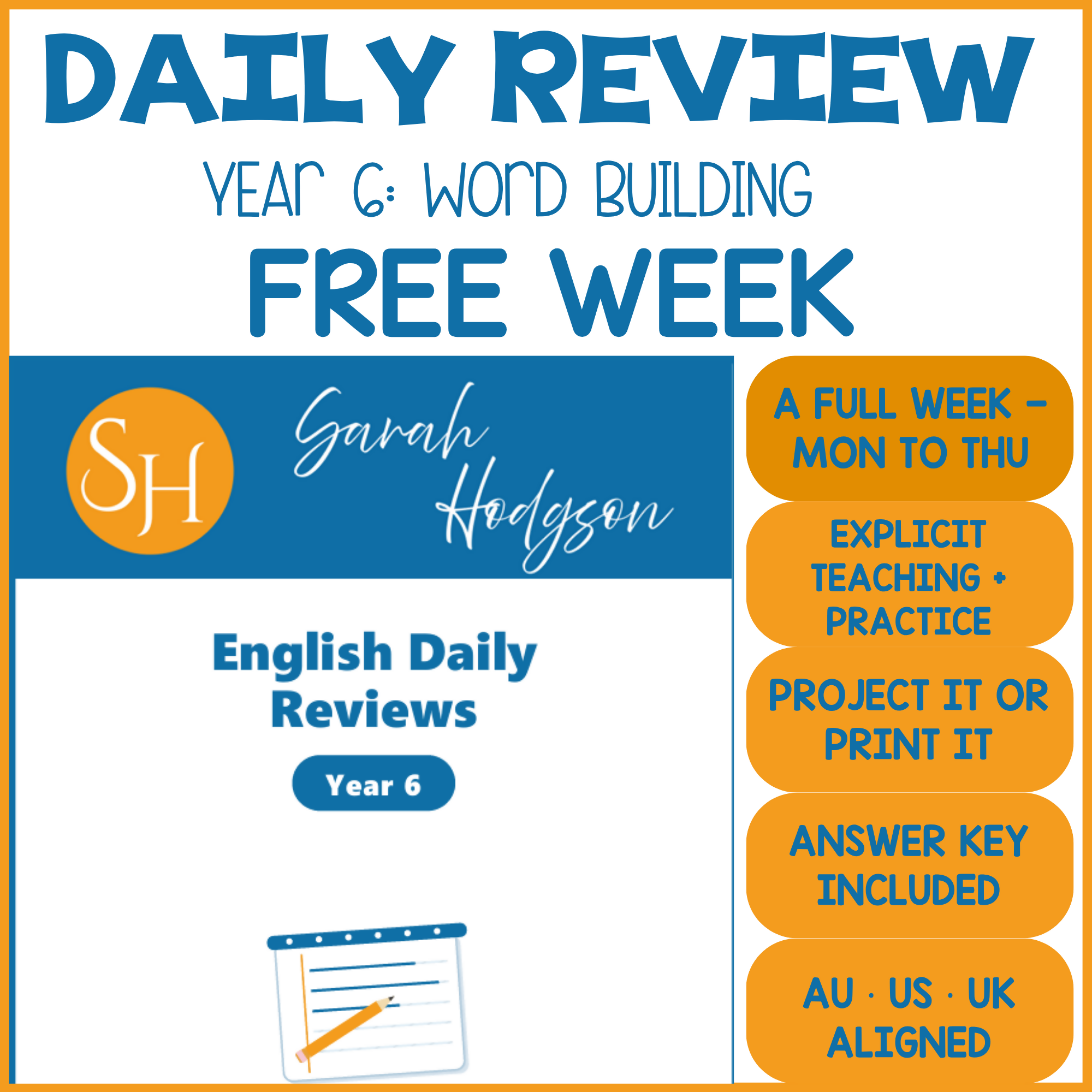 Year 6 English Daily Reviews | FREE Week | Set 3: Word Building