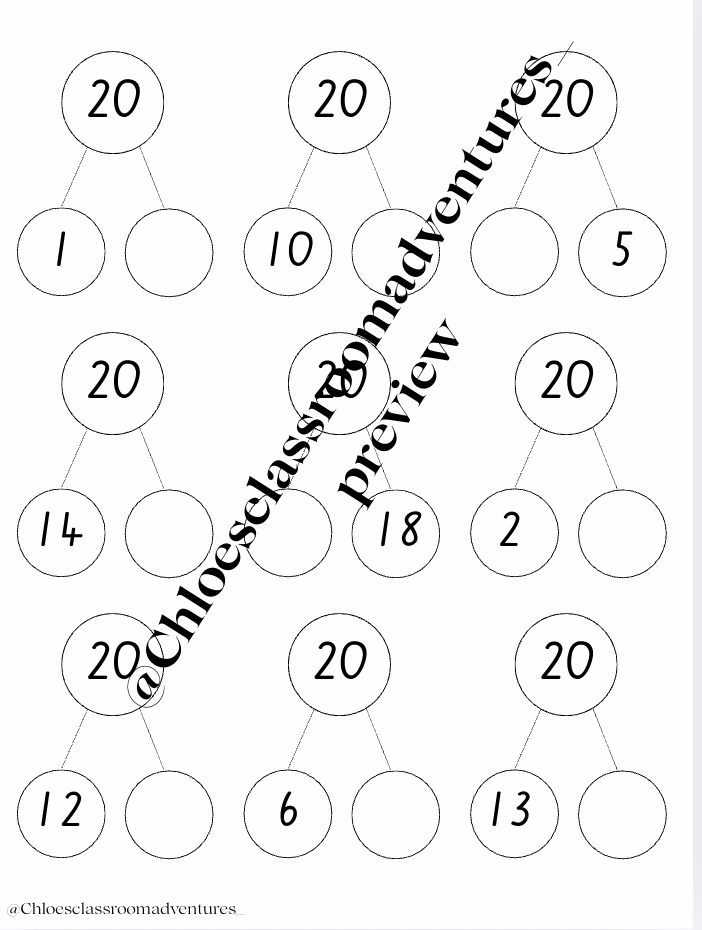 Number Bonds| Making 10 / Making 20| Part-part-whole | Maths Worksheets | Canva | Editable |Maths Curriculum Aligned | K-2