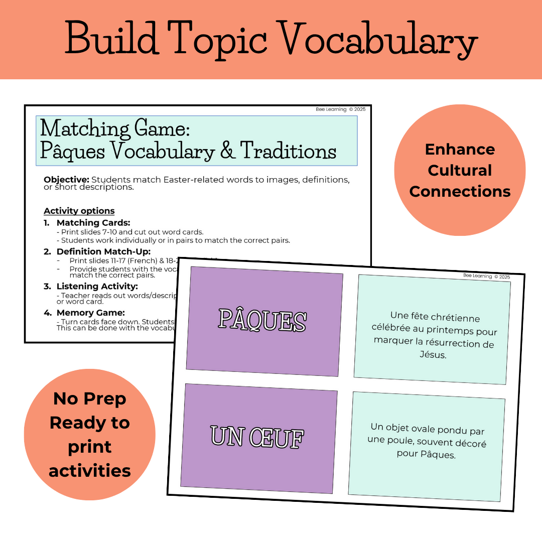 Pâques - French Easter Activities: Cultural, Vocabulary Building & Games | Year 7–8
