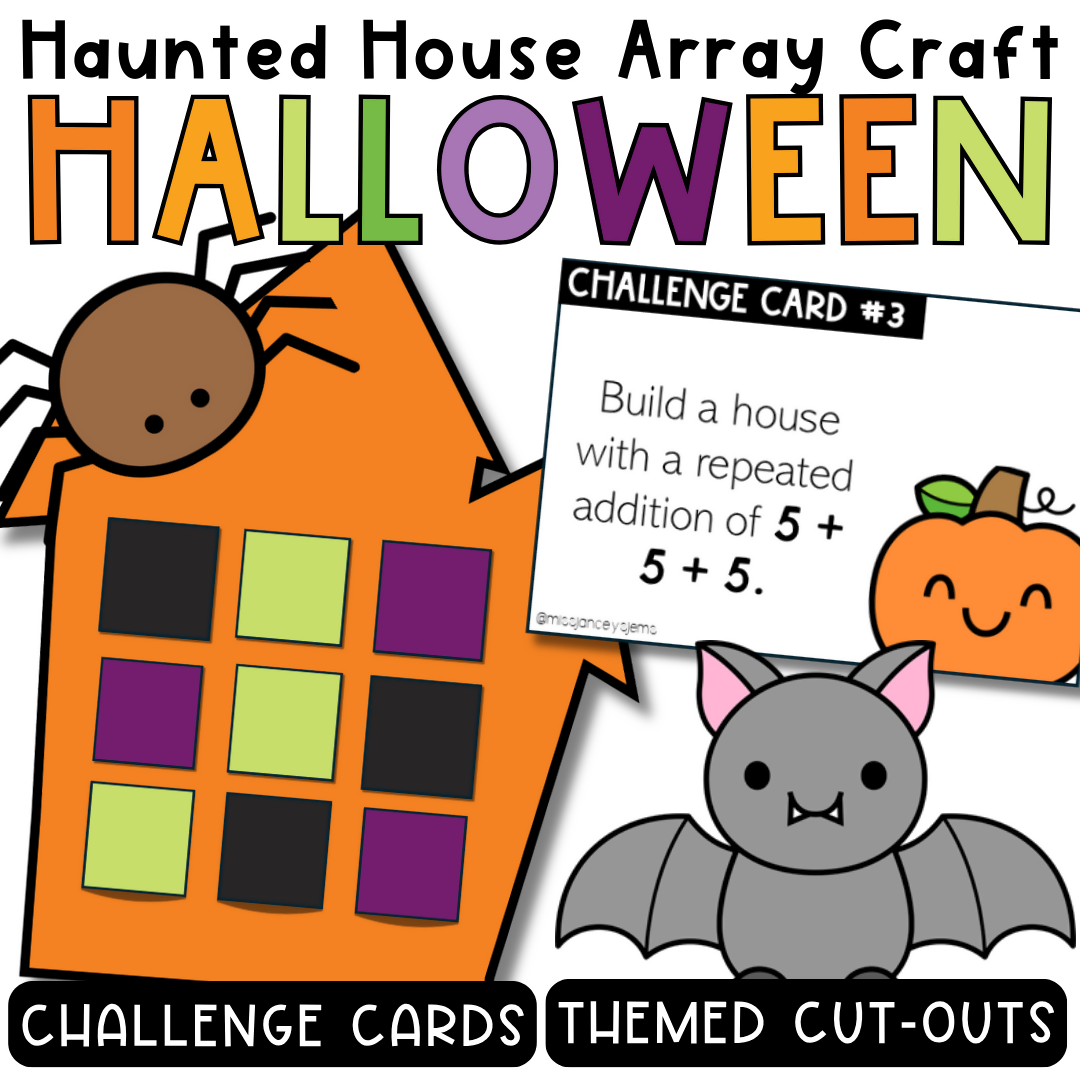 Halloween Maths Craft & Multiplication Activities | Arrays, Repeated Addition, Multiplication Task Cards, October Craft & Classroom Bulletin Board Display