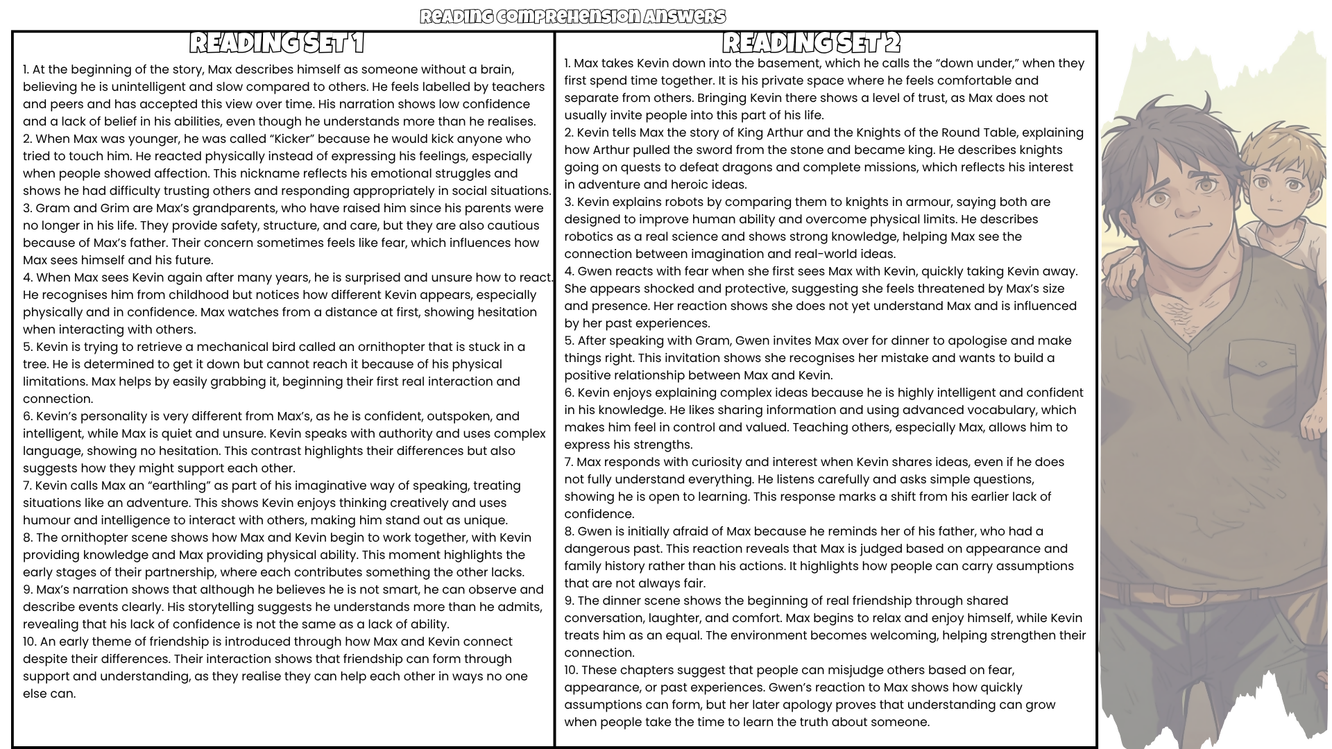 Freak the Mighty Comprehension Questions and Answer Key PDF | Rodman Philbrick Novel Worksheets for Grades 4–6