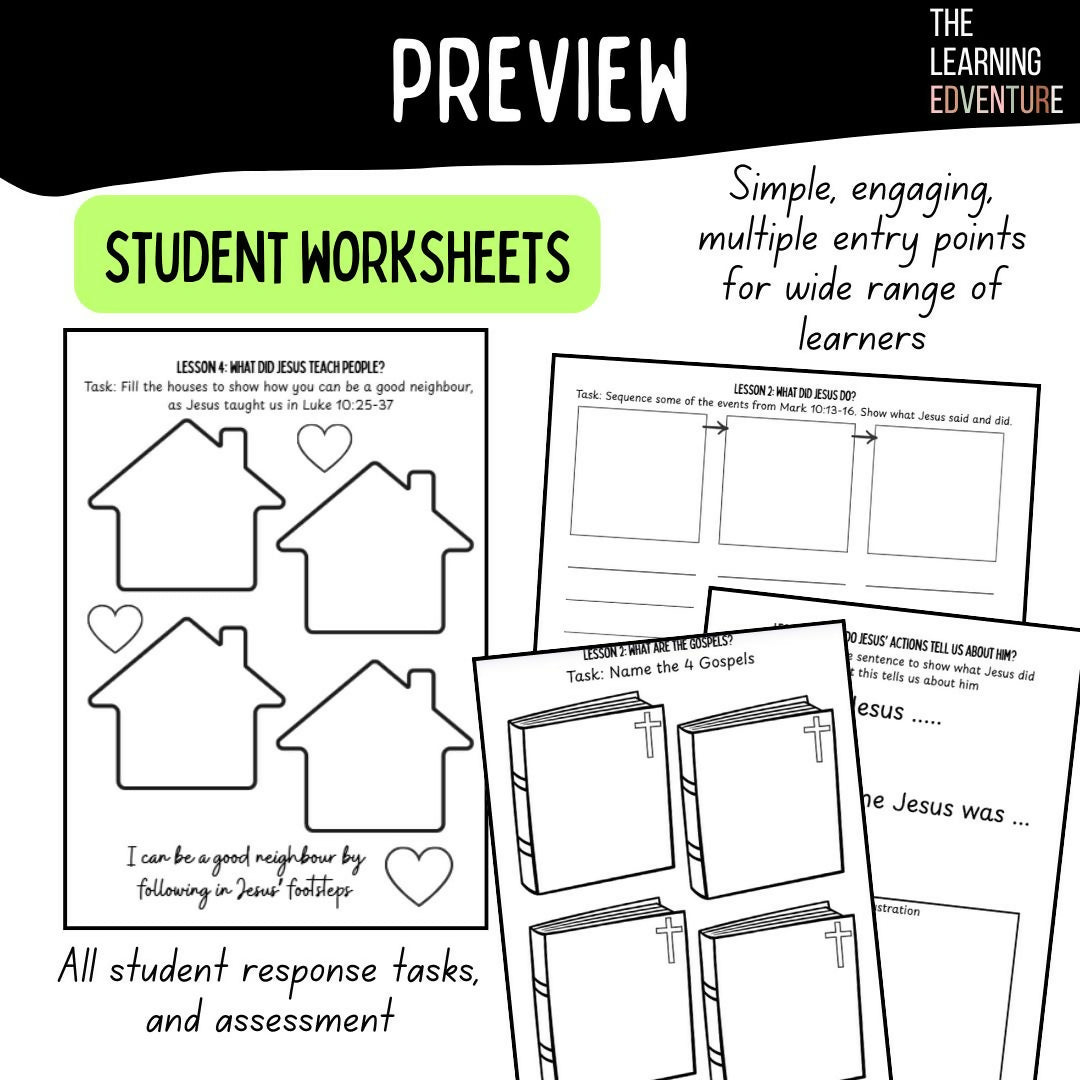 Religion: The Four Gospels (Unit Plan AND Worksheets)