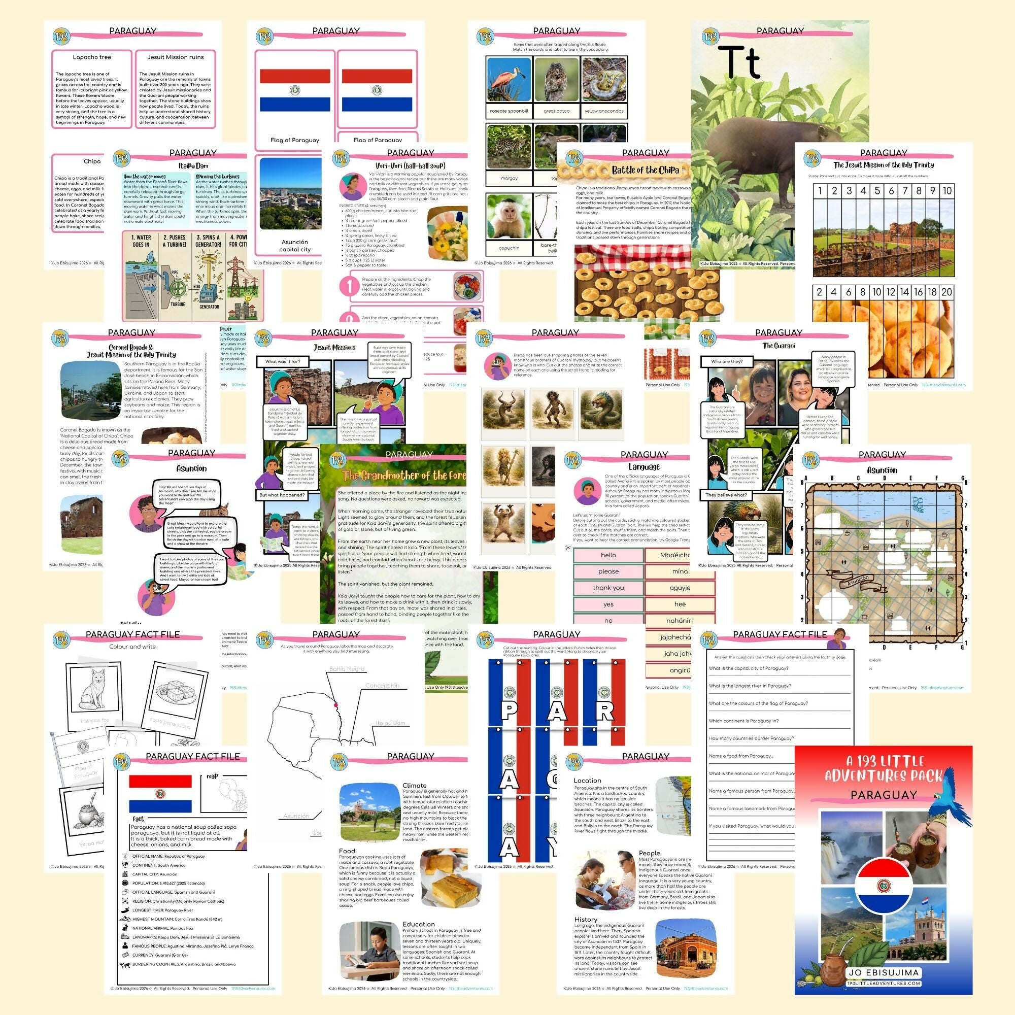 Paraguay Unit Study: Montessori Geography & Culture Activity Pack