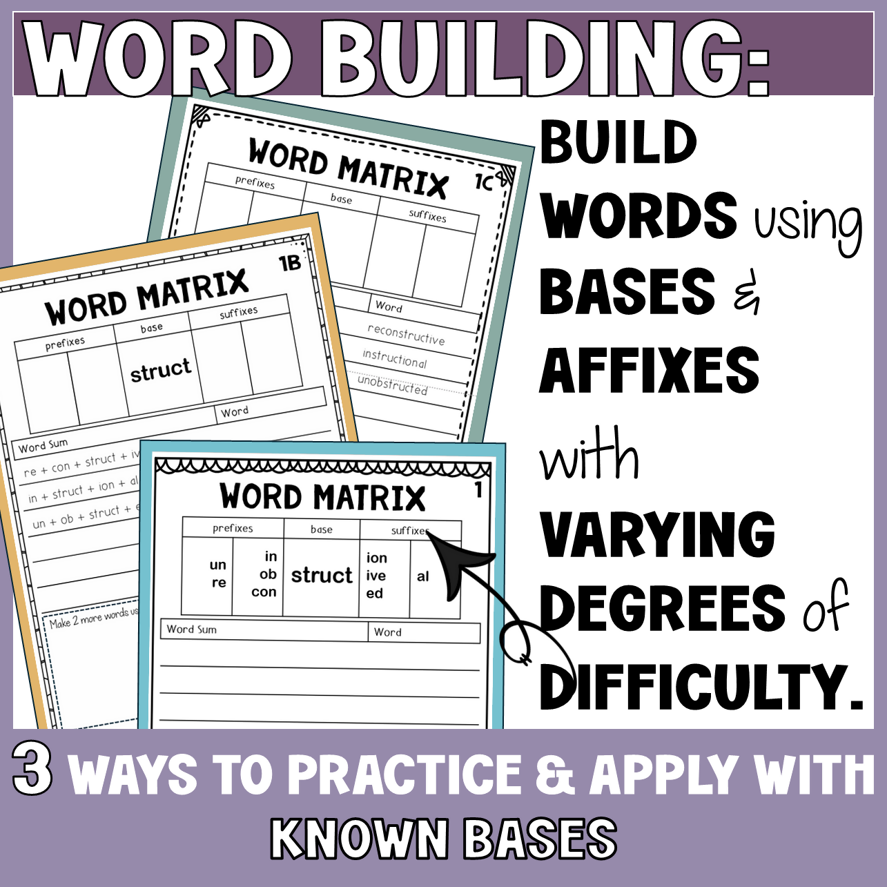 MORPHOLOGY ACTIVITY | WORD MATRIX TASK CARDS | YEARS 4 - 6