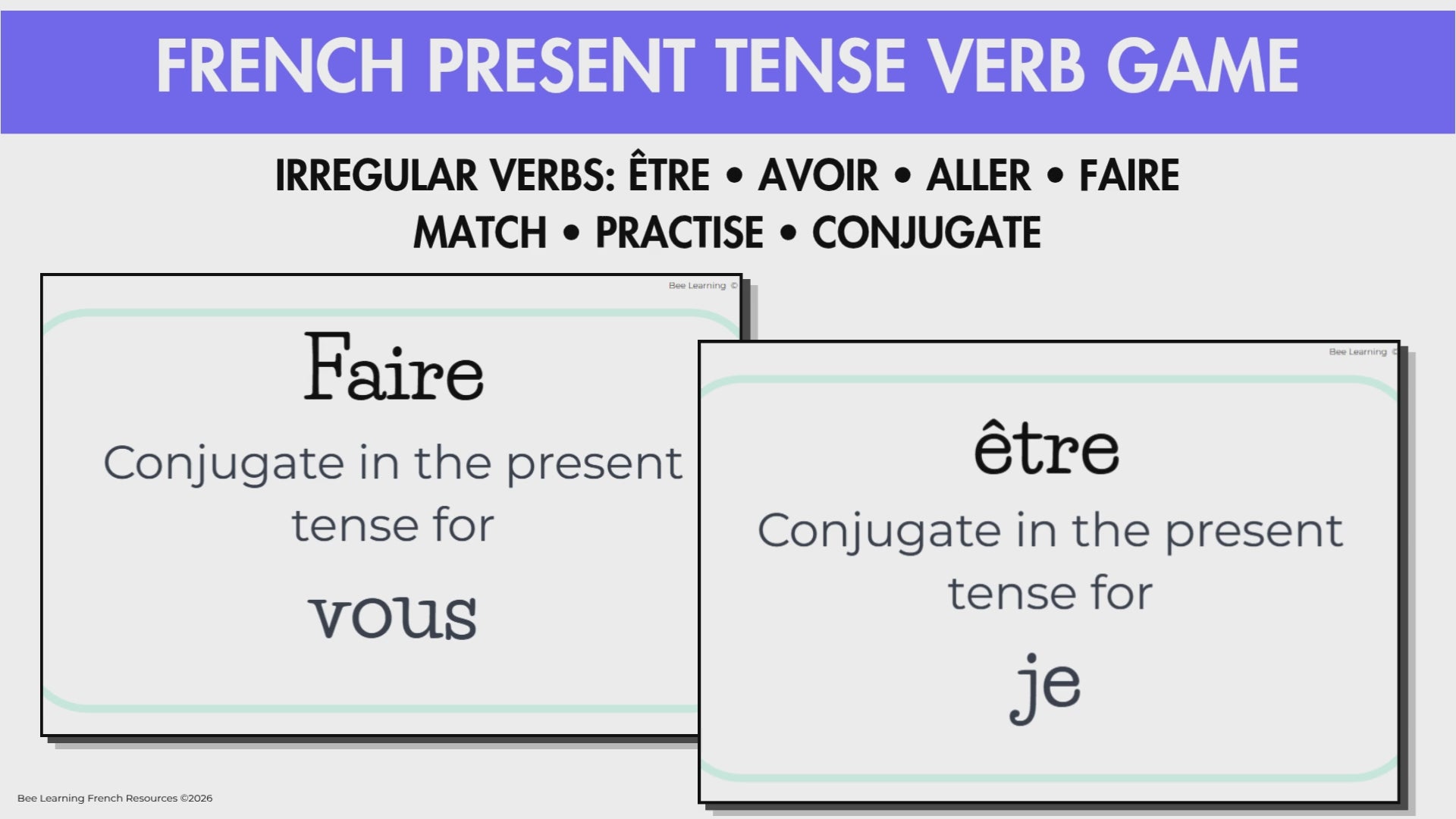French Irregular Verb Flashcards | Être, Avoir, Aller & Faire