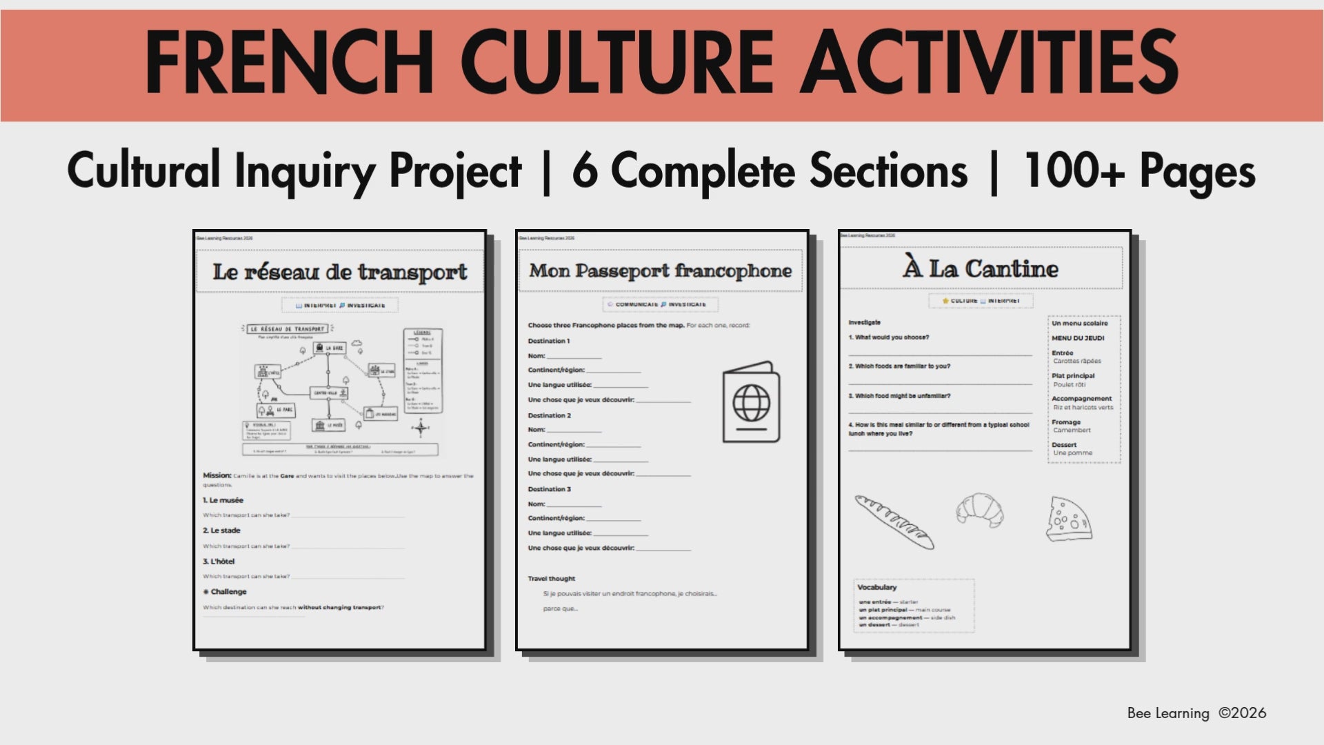 French Culture Activities & Cultural Inquiry Project | Years 7–9