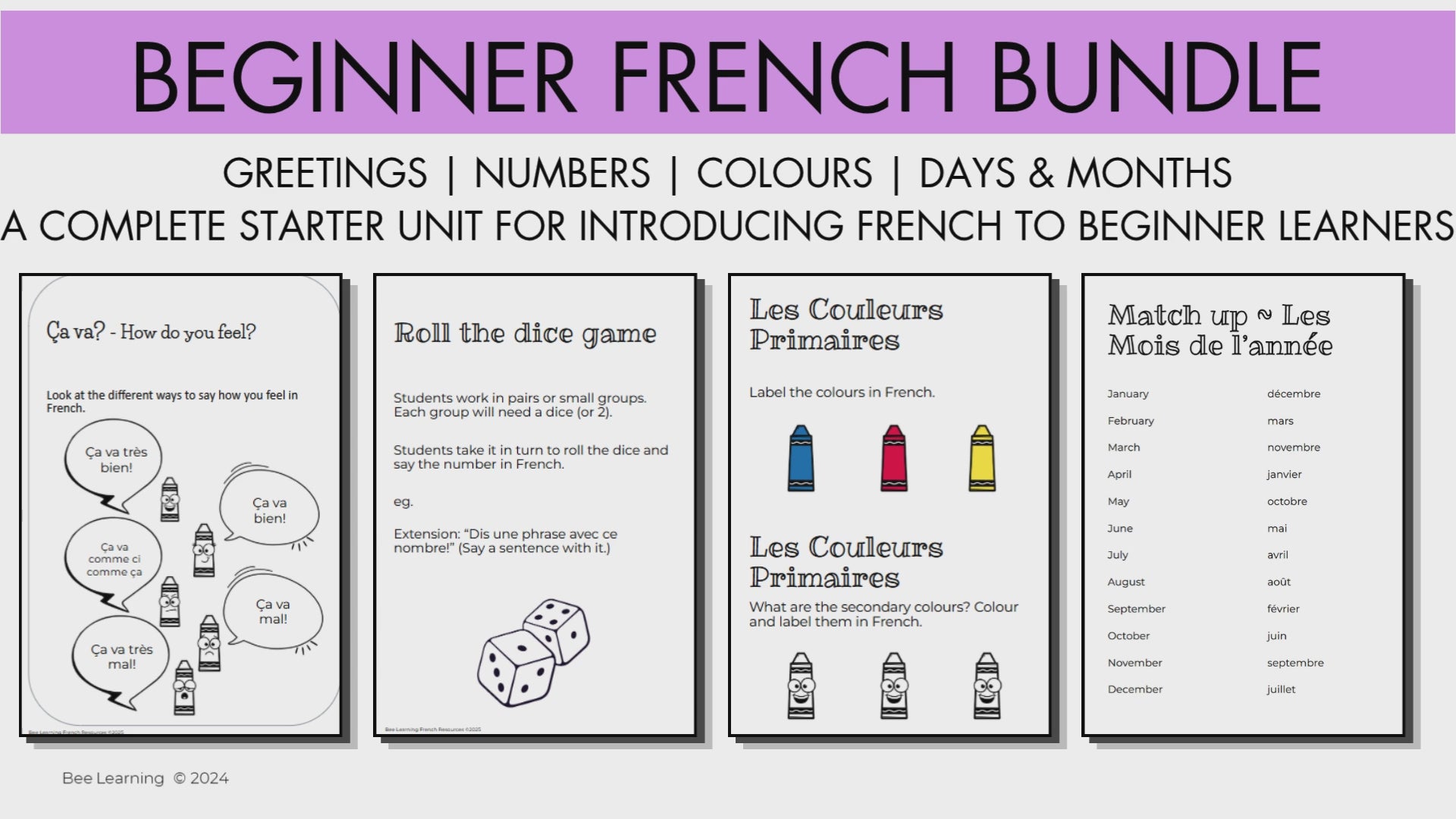 Beginner French Starter Bundle | French Vocabulary & Activities