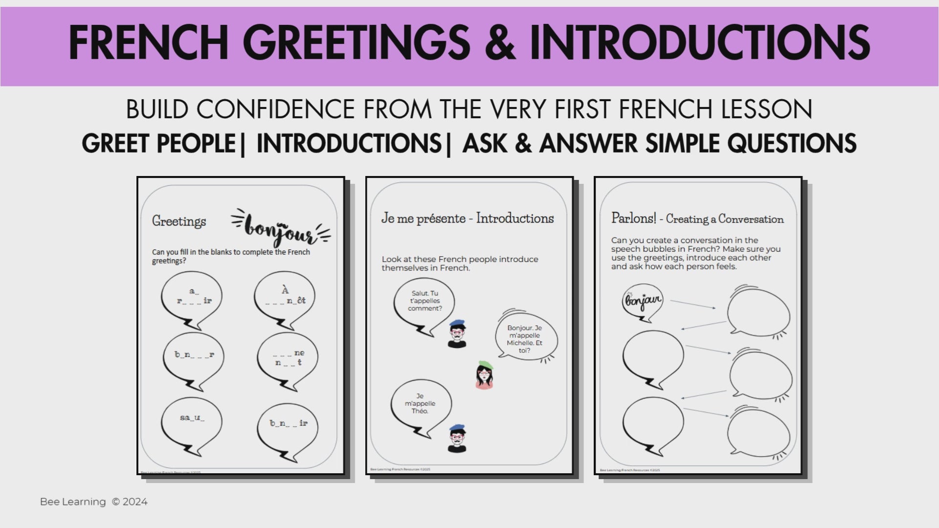 French Greetings & Introductions | Speaking, Reading & Writing Activities