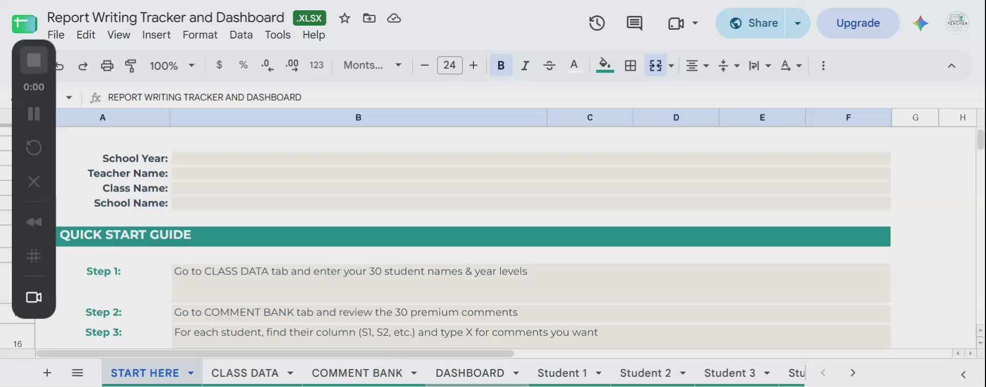 Report Writing Tracker and Dashboard| Google Sheets