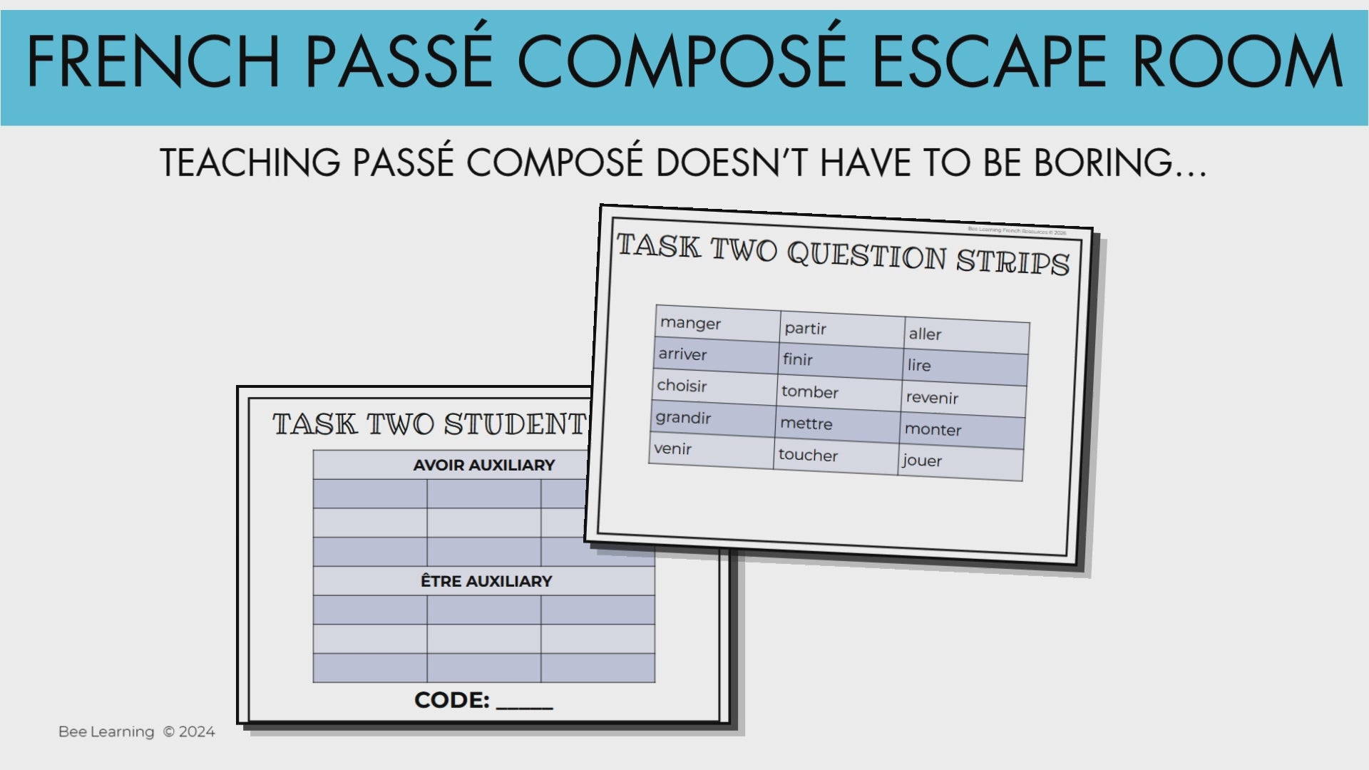 French Passé Composé Escape Room: Être vs Avoir Grammar Activity | Year 8–10 | No Prep