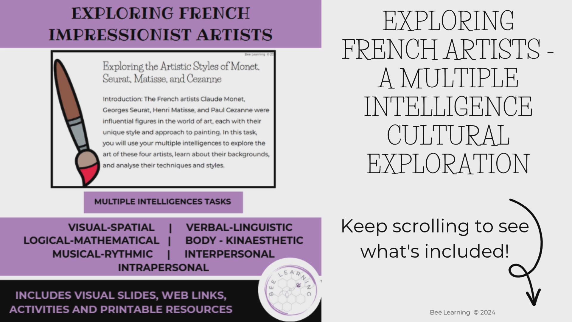French Art Impressionism | Artist Study & Activities | Multiple Intelligences | Year 7–8