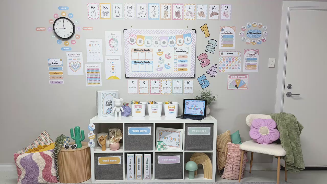 This Class is a Vibe Classroom Decor Bundle • Pastel Retro Rainbow Theme • Bulletin Board Decor • Teacher Resources • Editable & Printable