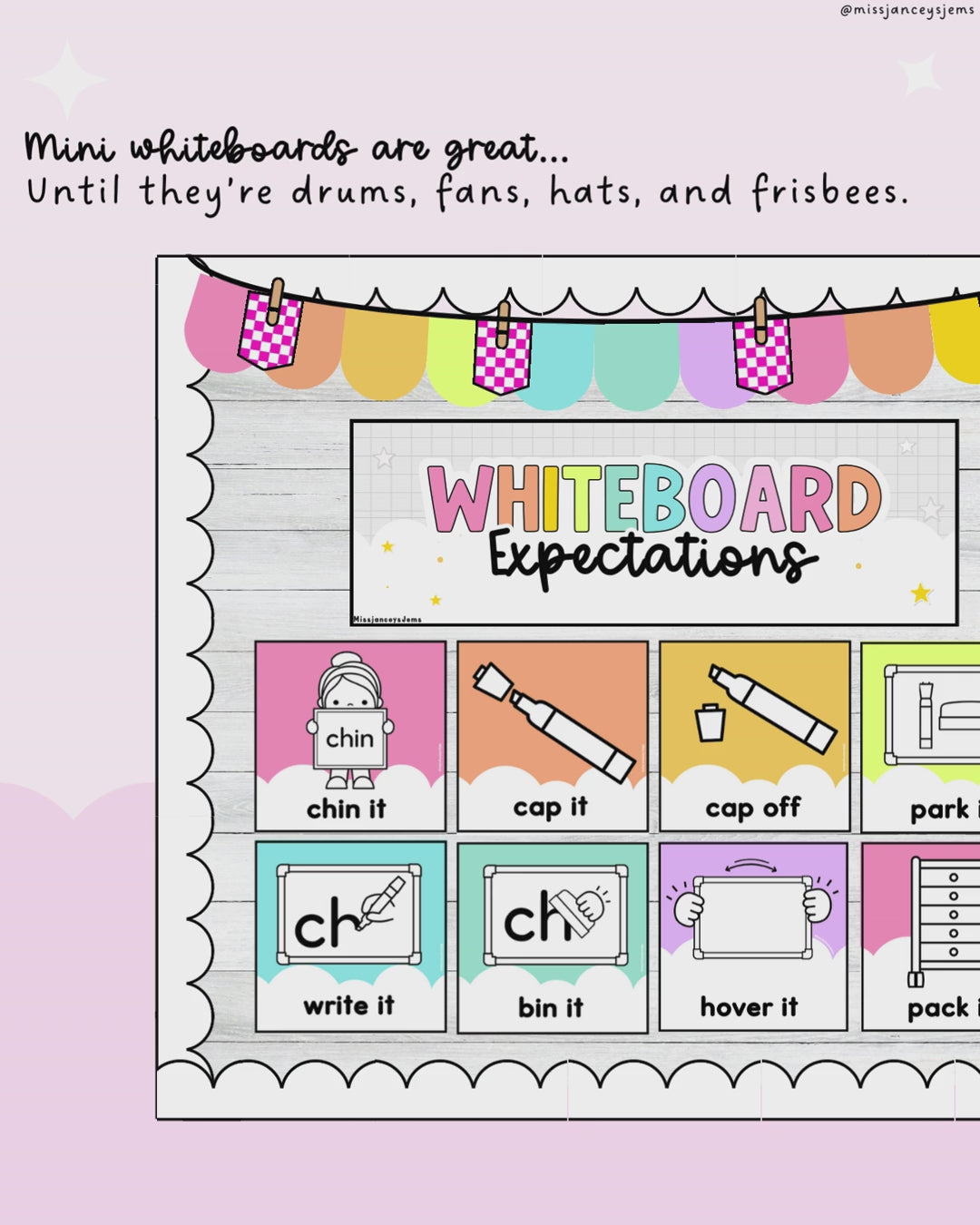 Mini Whiteboard Expectations I Whiteboard Cue Display I Chin it Park it Hover it