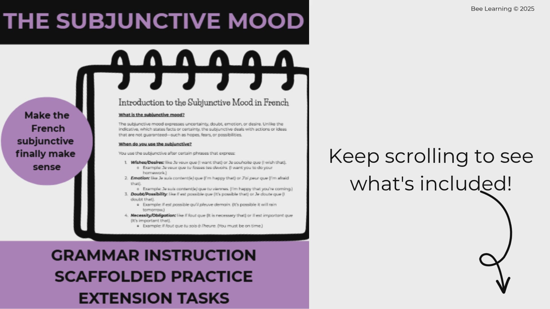 French Subjunctive | Le Subjonctif | Grammar & Writing Activities