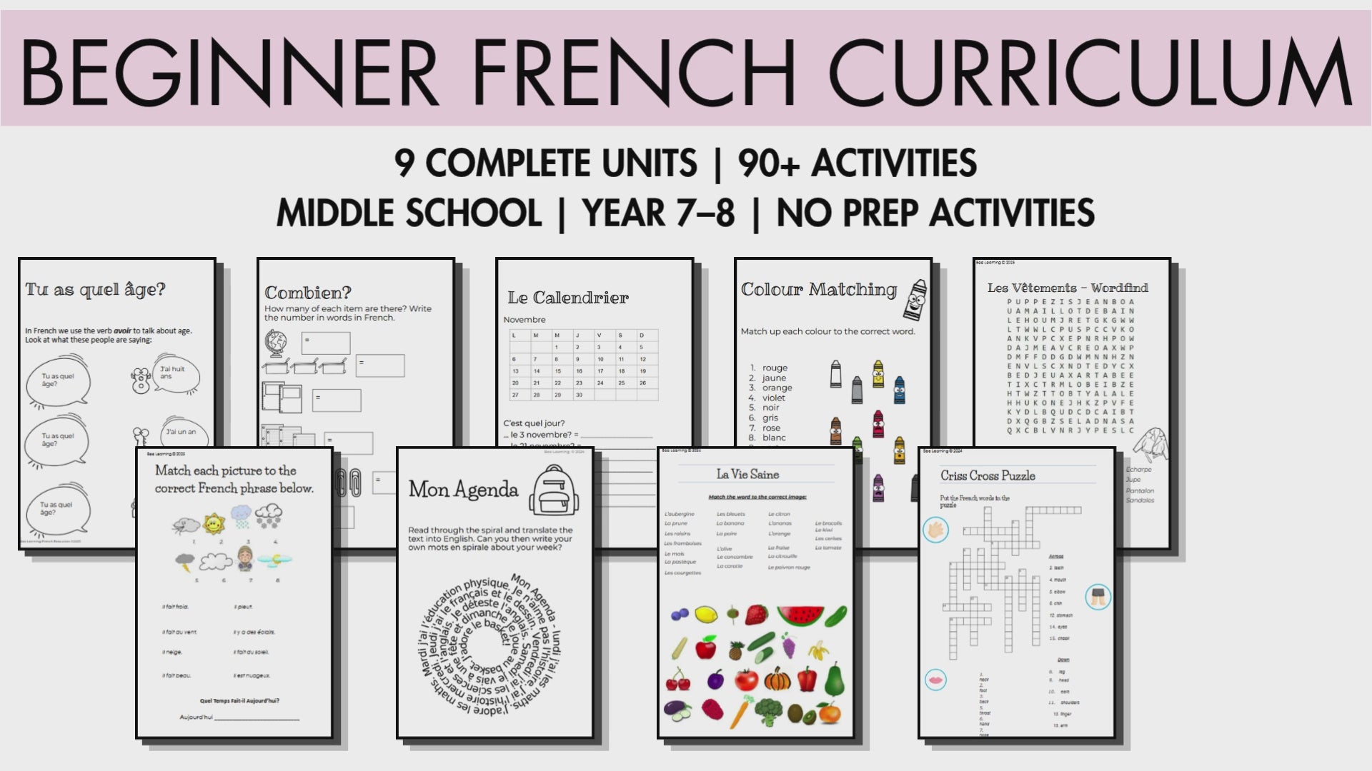 Beginner French Curriculum Bundle | 9 Units | Year 7–8