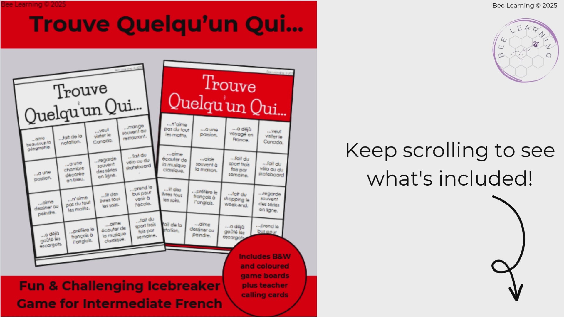 Find Someone Who French Speaking Game | Intermediate French Activities | Year 9