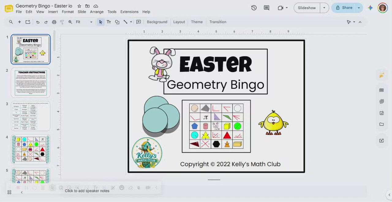 Easter-Themed Geometry Bingo - Digital and Printable
