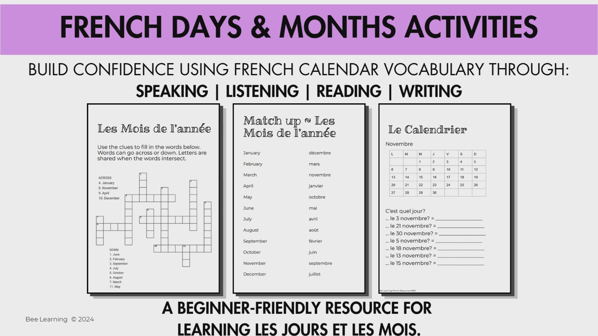French Days & Months | Worksheets, Puzzles & Vocabulary Activities