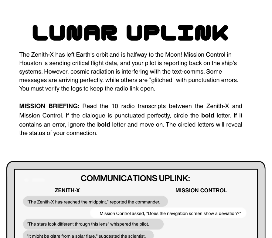 Mission to Space Grammar Puzzle Pack | English Activities | Years 5–6 | STEM Crossover