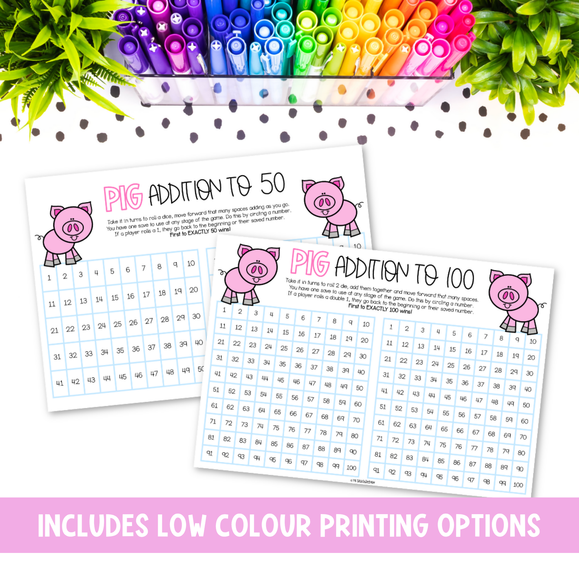 Free Addition Fluency Game | Pig Addition Game