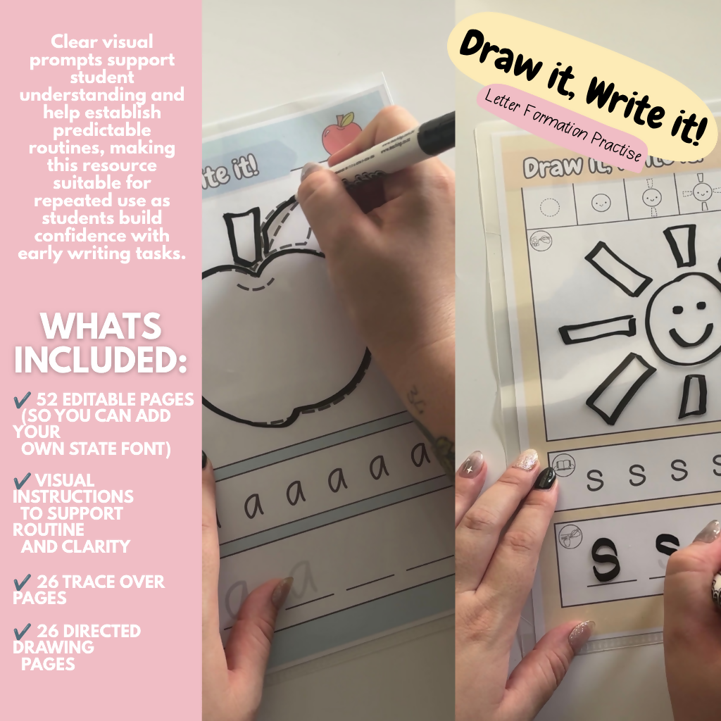 Draw It, Write It | Editable Pencil Control & Letter Formation Practise