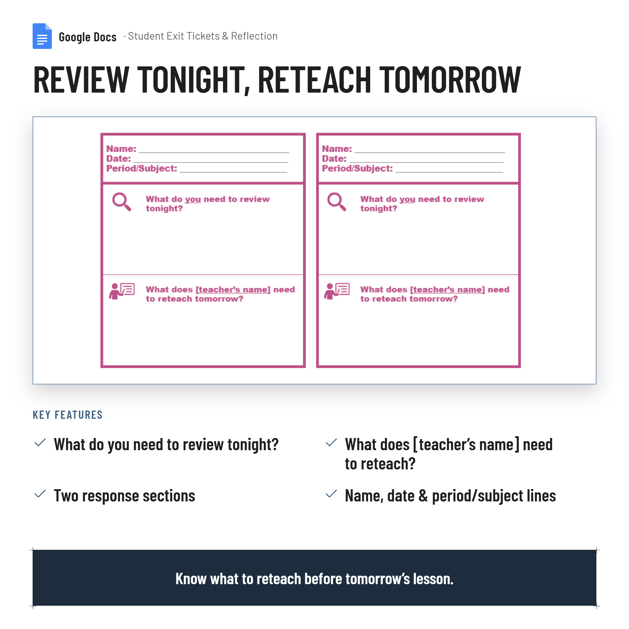 Student Exit Tickets & Reflection Passes | Formative Assessment Tools| Google Docs