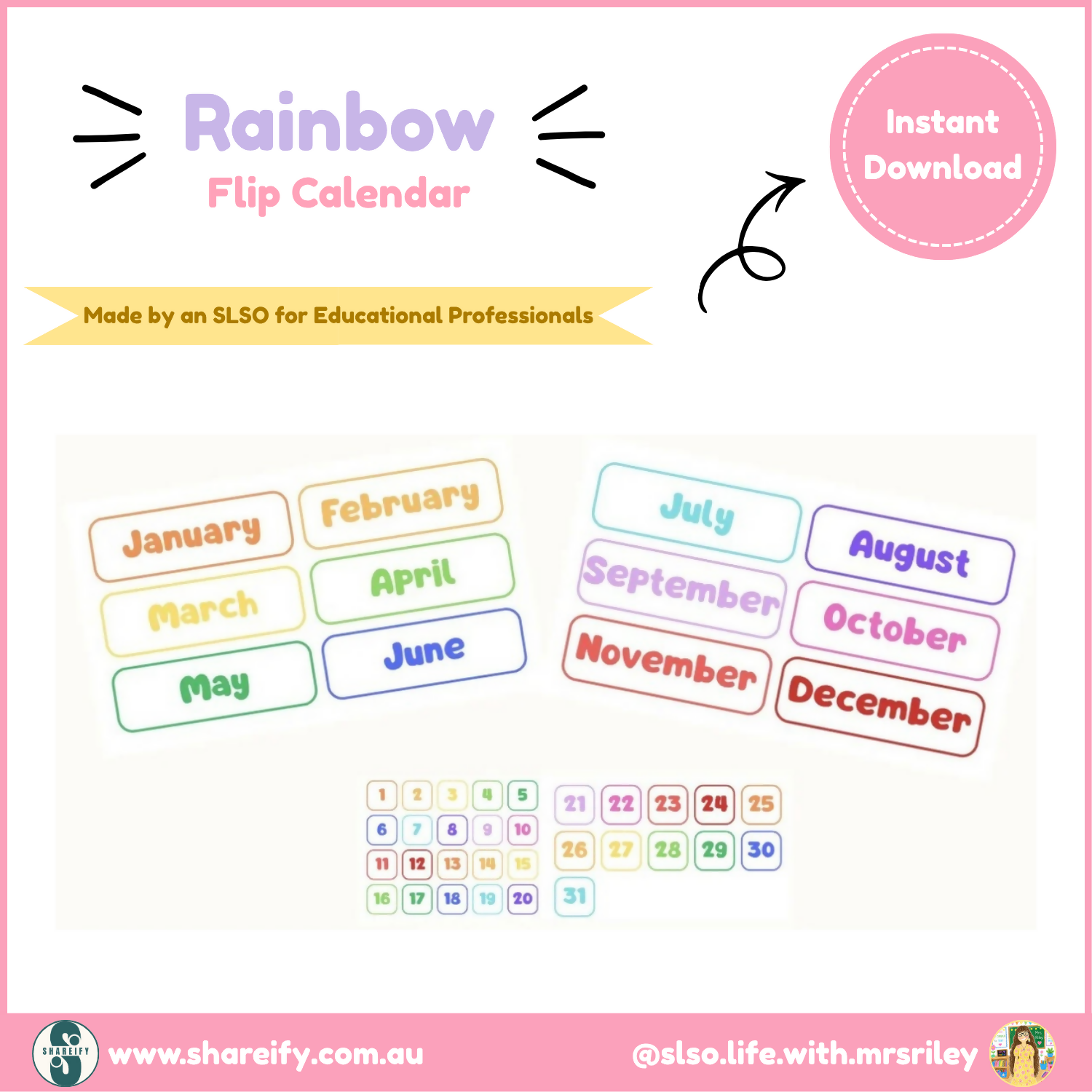 Flip Calendar - Rainbow