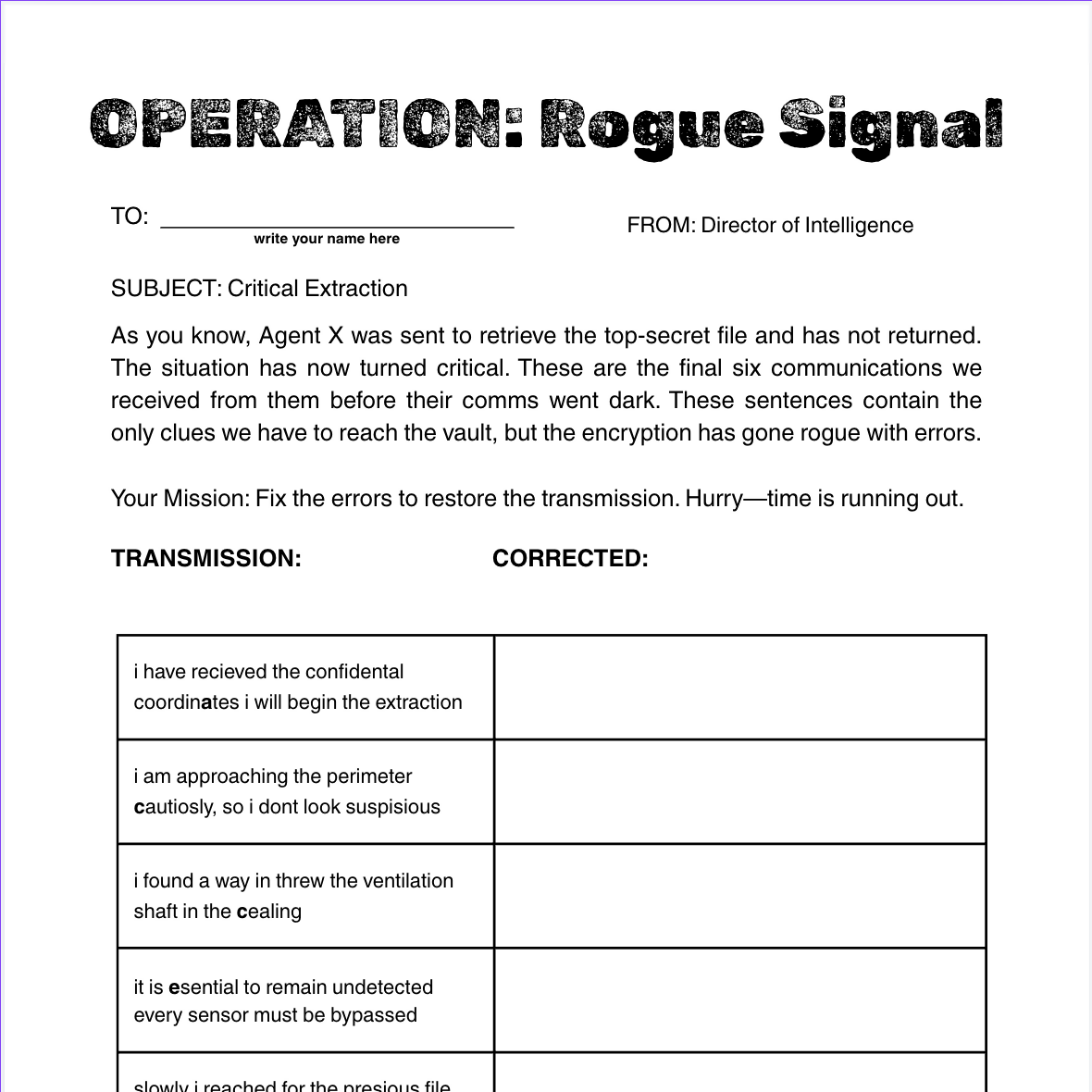 FREE Spy Grammar Game | Sentence Fixer | Mission: Imperative | Years 4–6