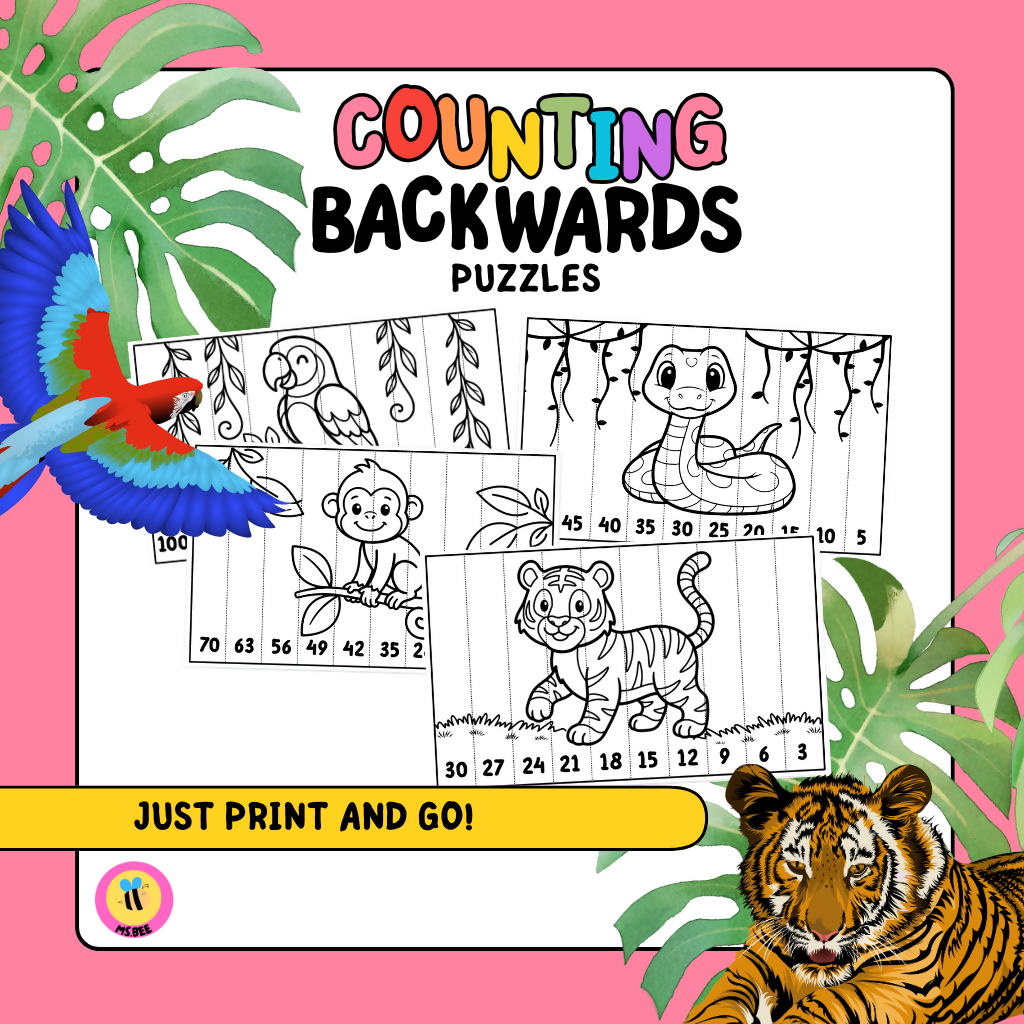 Skip Counting Puzzles | Backwards | By 2s - 10s