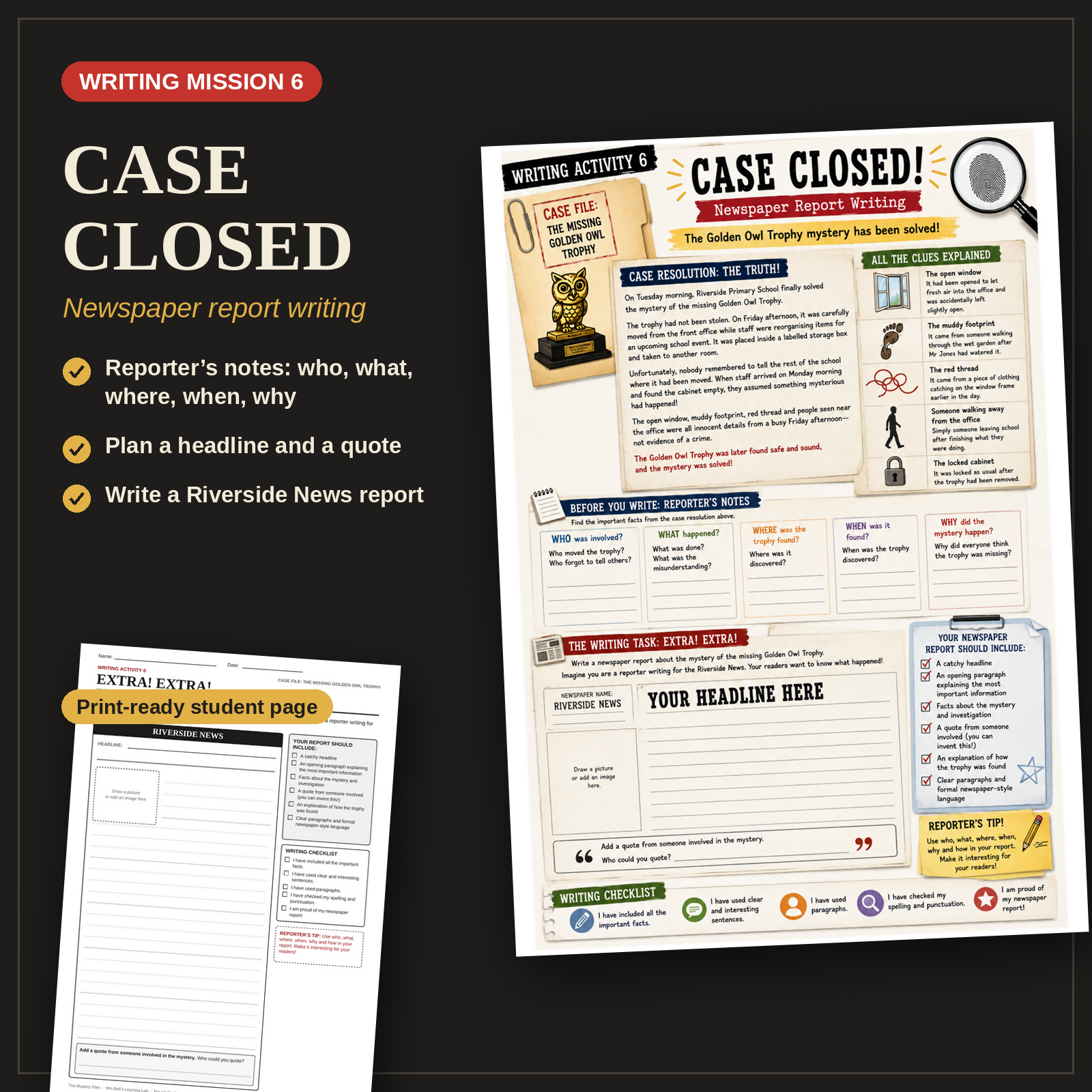 The Mystery Files | Detective Writing Activities | Years 3–6