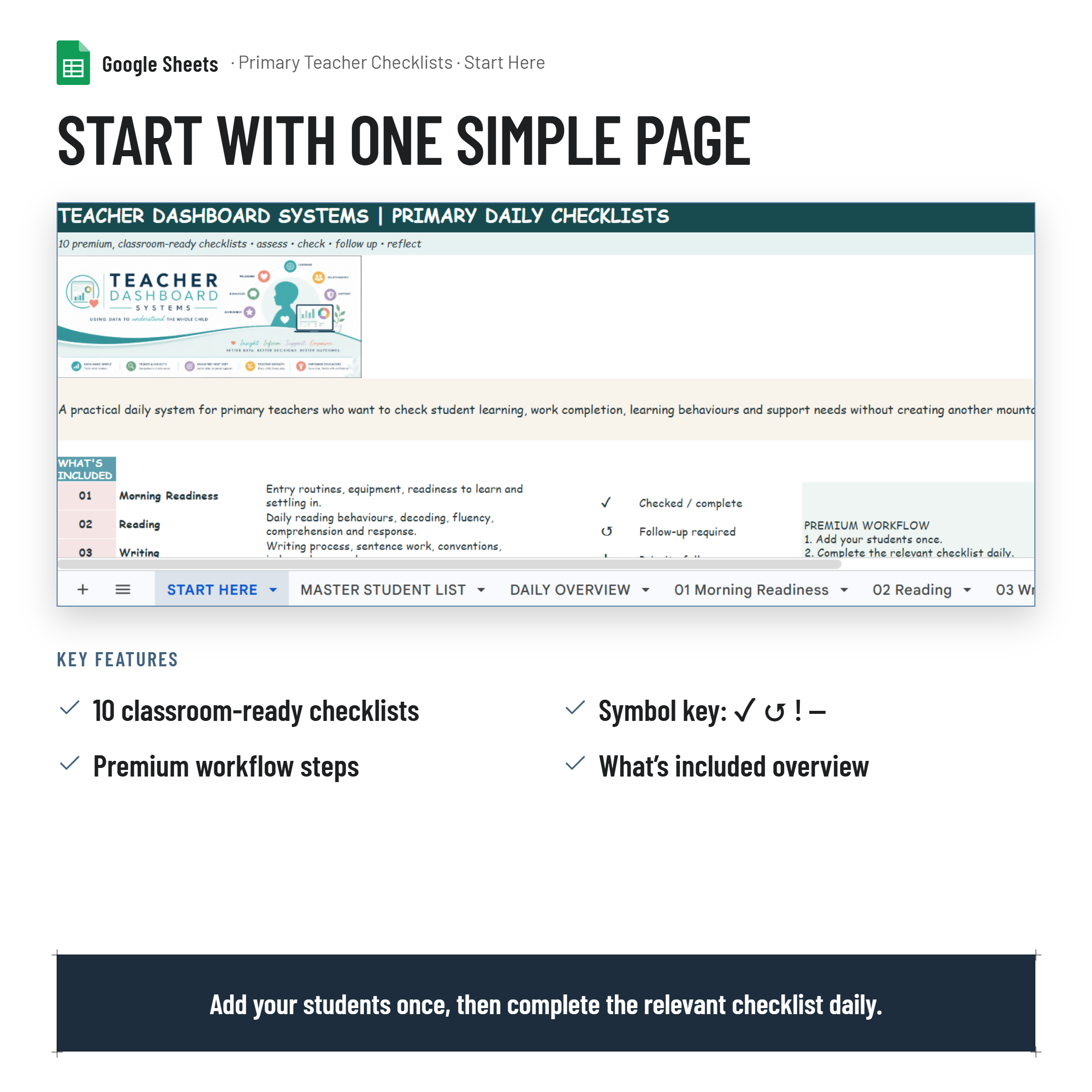 Primary School Teachers Checklist Bundle| Google Sheets| Printable