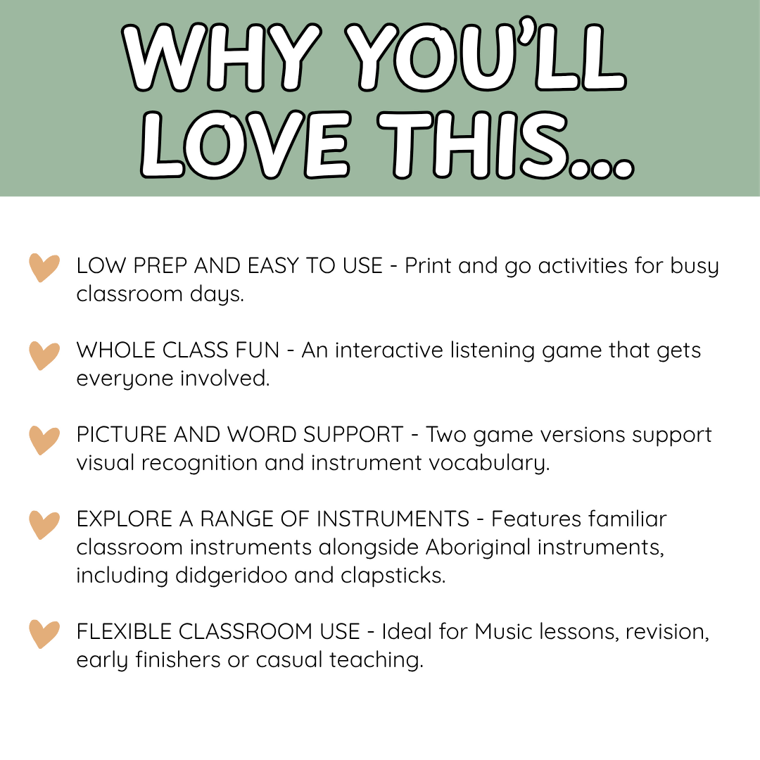 Musical Instruments Activity Bundle | I Have, Who Has? Game, Maze & Word Search