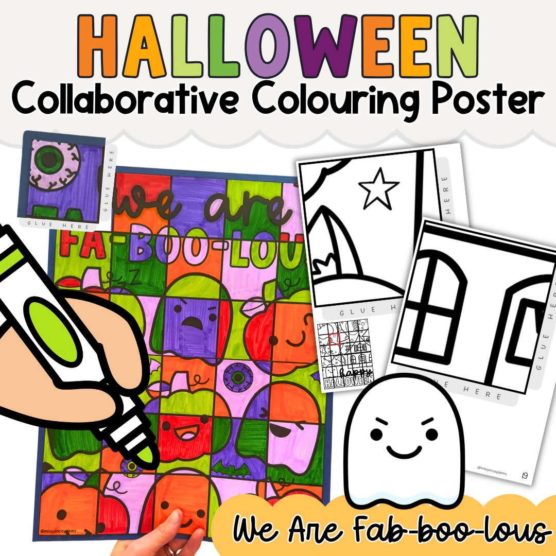 Halloween Collaborative Coloring Poster | Halloween Coloring Pages, Bulletin Board Display & Classroom Mural