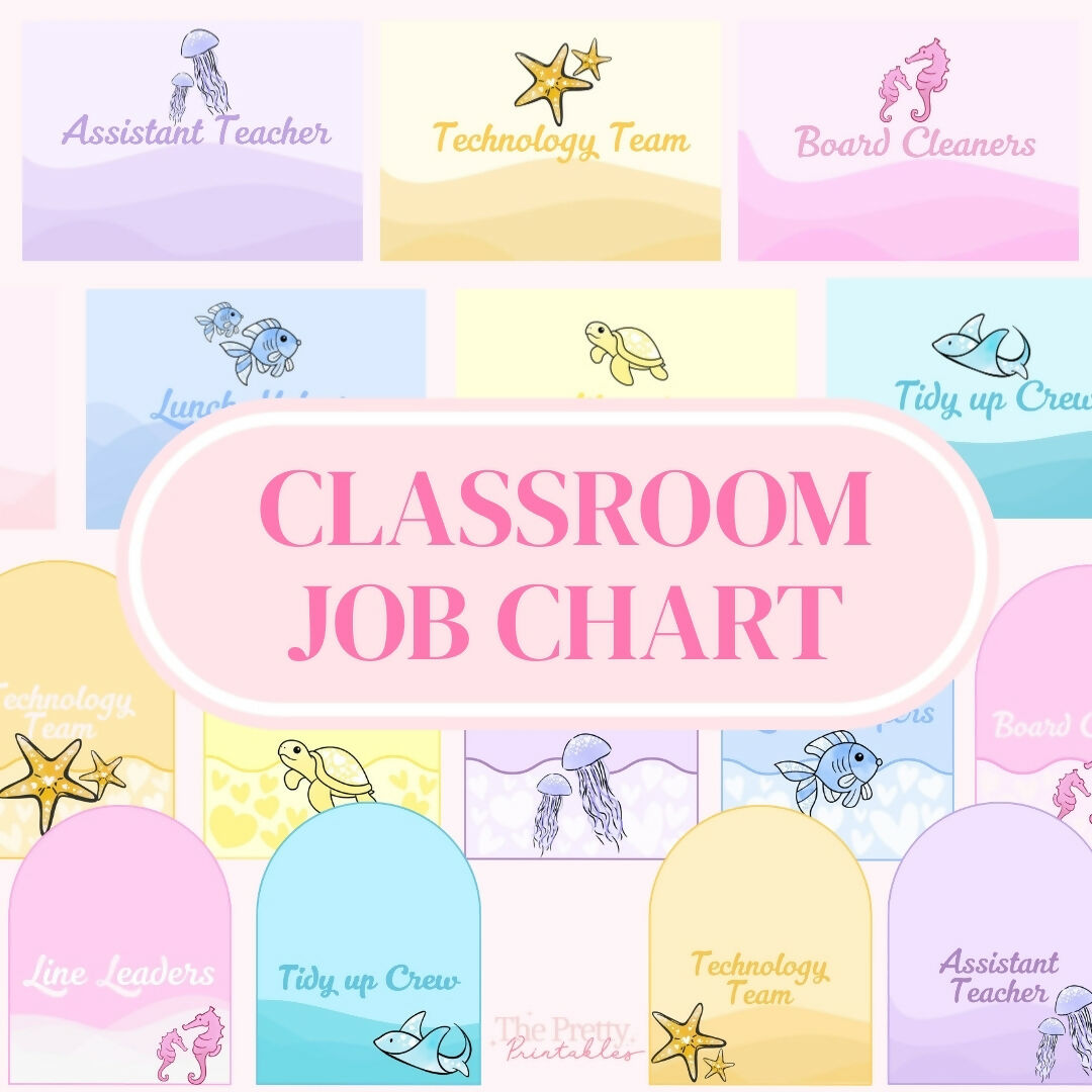Classroom Job Chart - Sweet Tides Pastel Ocean