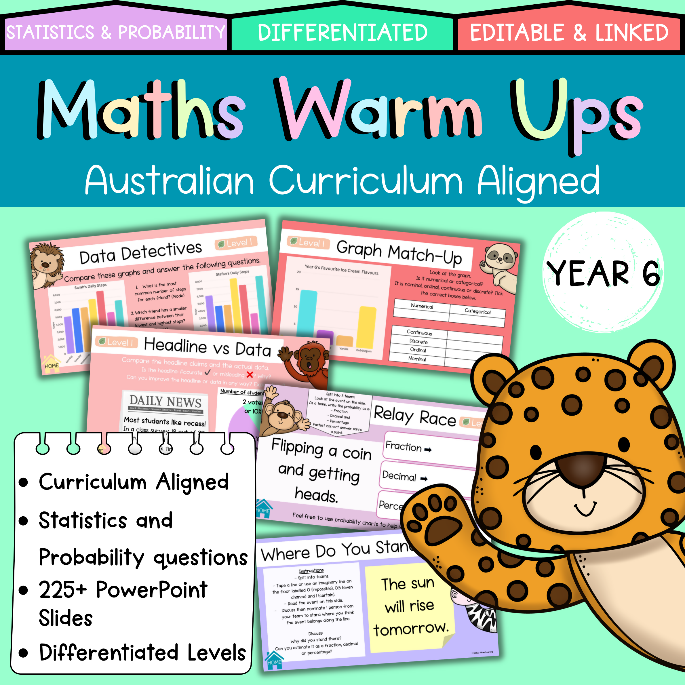 Year 6 Maths Warm Ups I Statistics & Probability I Australian Curriculum V9