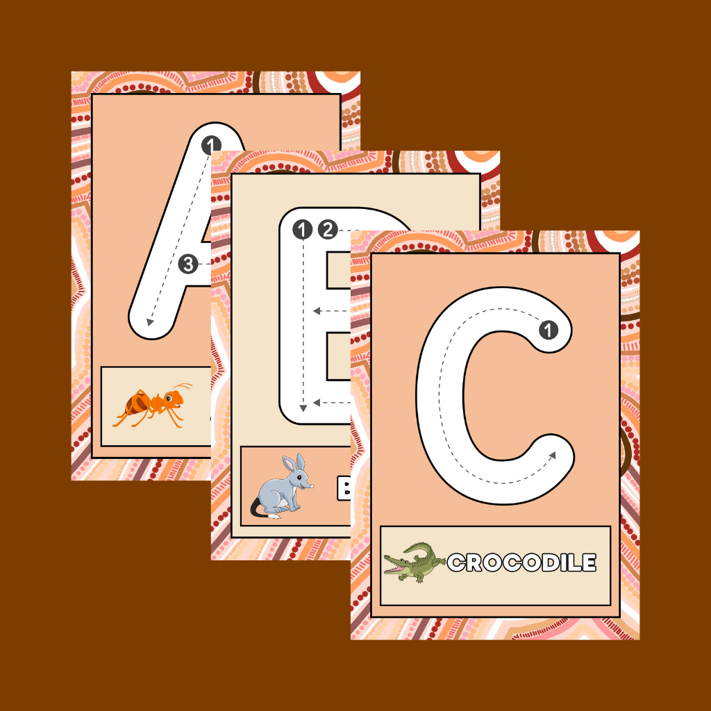 Australian Animals Alphabet Posters (A–Z) - Pink