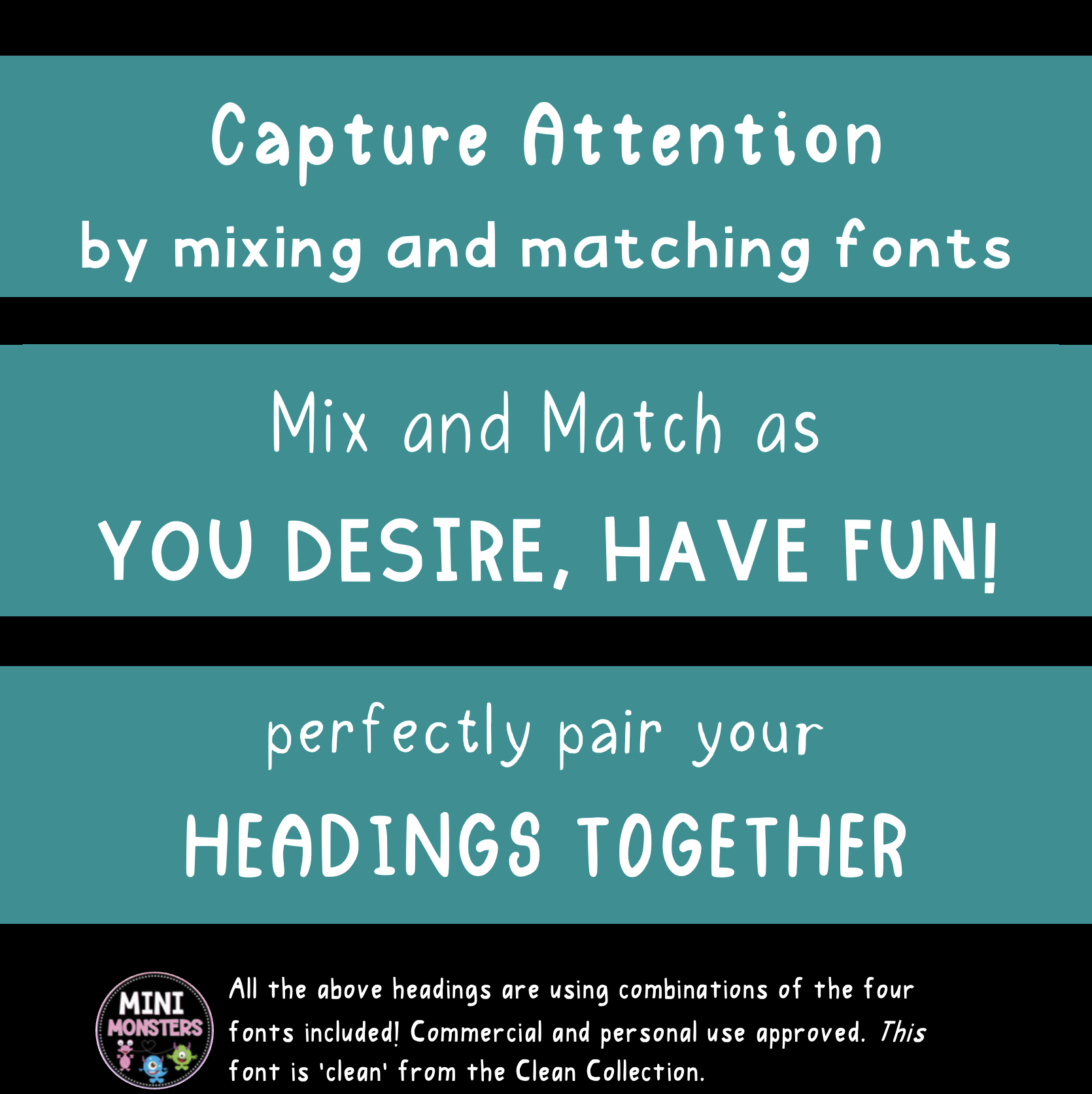 Titles and Headings Fonts | The Titles and Headings Collection | 4 Original Hand-Made Fonts | OTF + TTF Commercial Use