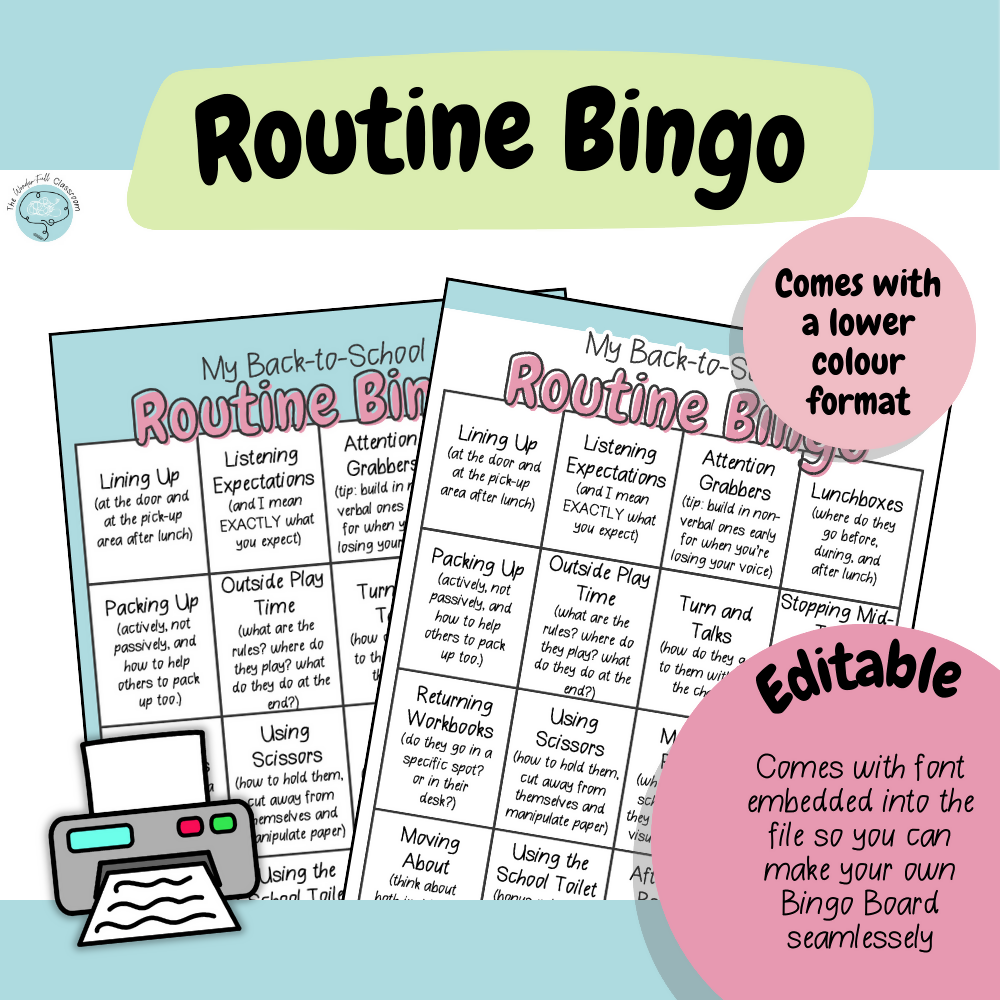 Editable Classroom Routines Bingo | Evidence-Based Back to School Support