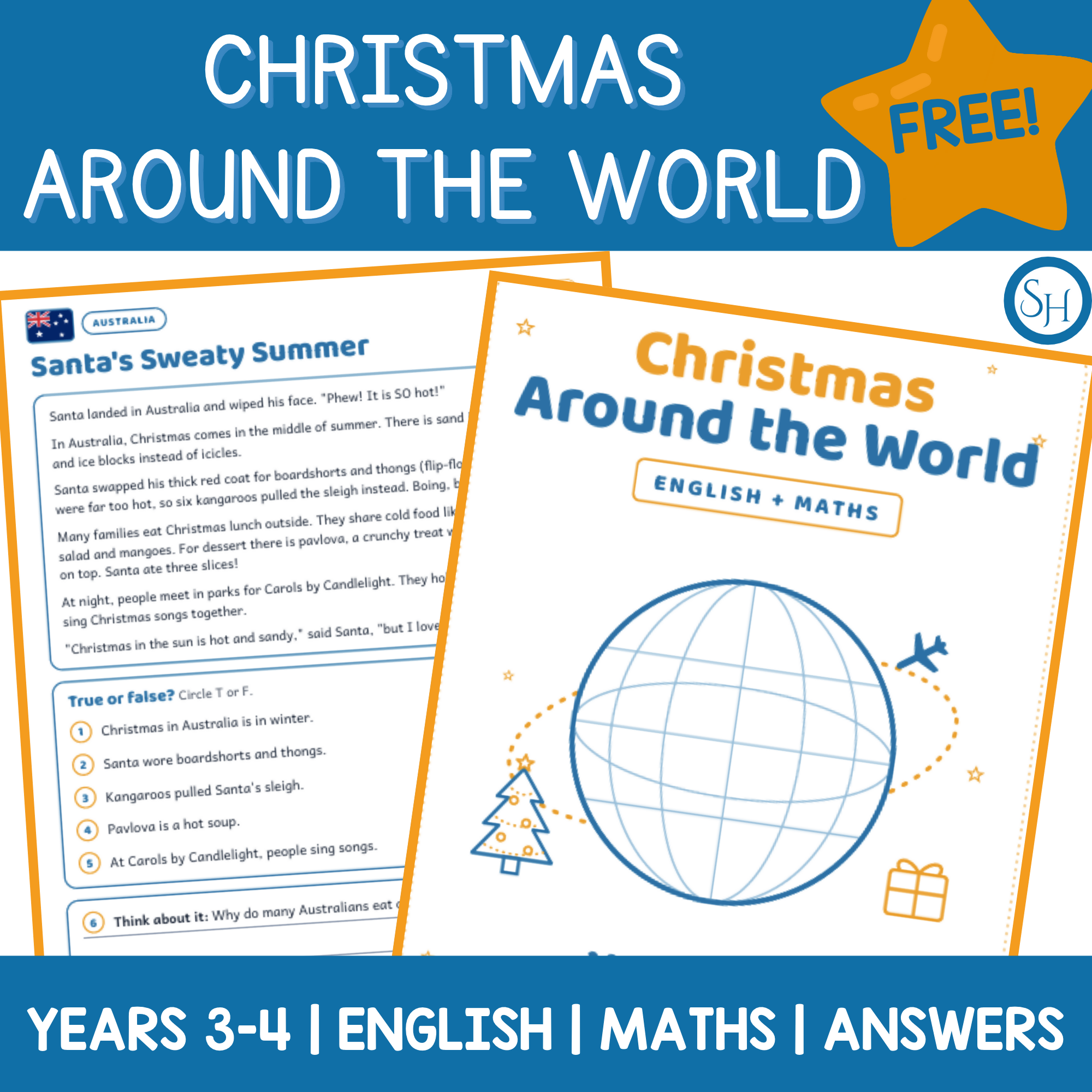 FREE Christmas Around the World Sample | Years 3–4 English and Maths