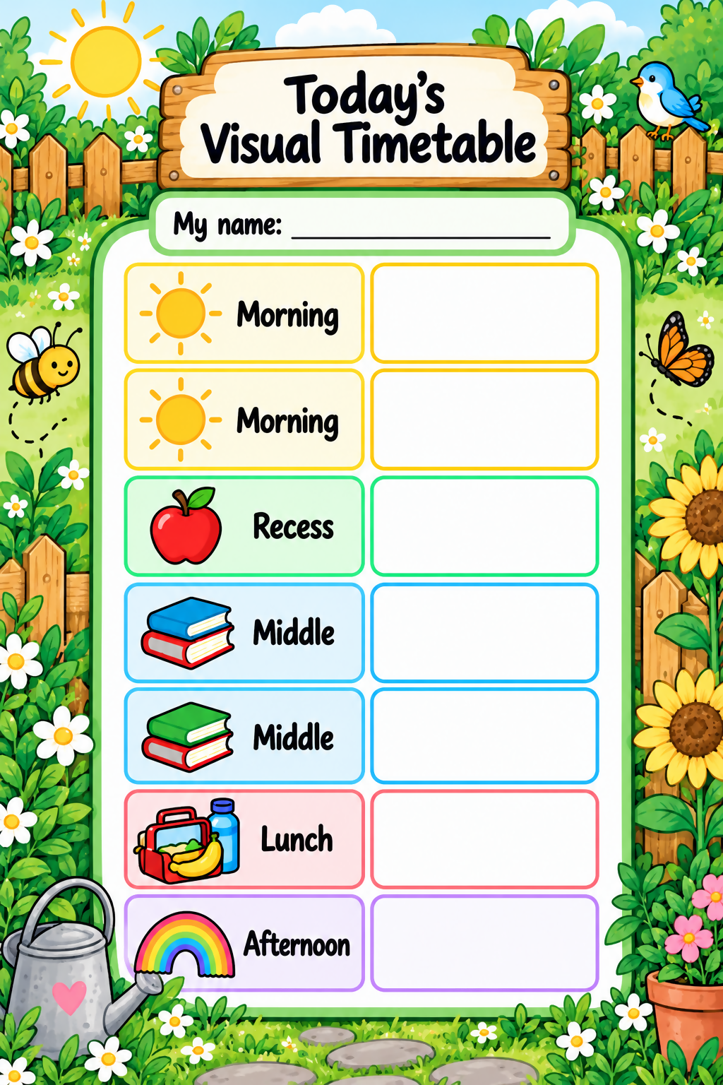 Garden Visual Timetable & Support Cards | Primary Visual Supports