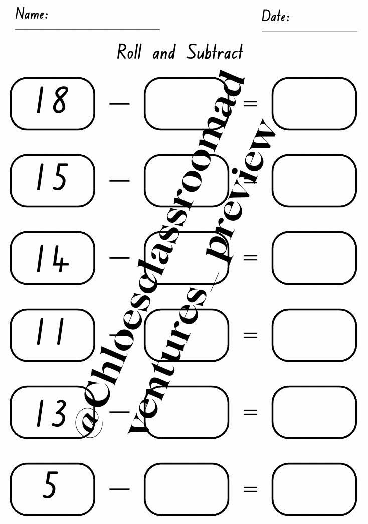 Roll and Add & Subtract Worksheets (Dice Maths Activity/Game) | Now Improved